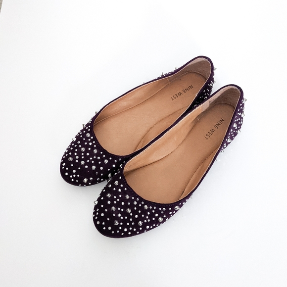 Nine West Shoes - Nine West Suede Studded Ballet Flats